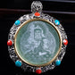 Natural A Jade Tibetan Eight Patron saint Transfer Wheel Inlaid Seiko Jade Pendant Pendant Yu Pei