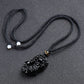 Black Obsidian Pixiu Pendant Necklace With Three Coin Design