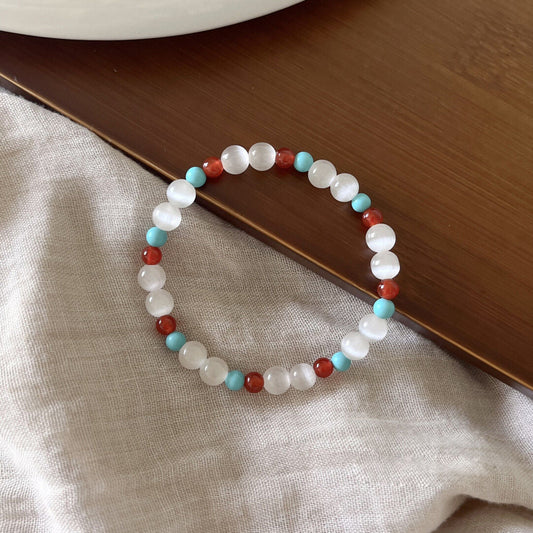 Original Cat's Eye Stone Natural Vintage Beaded Design Versatile Elegant Bracelet