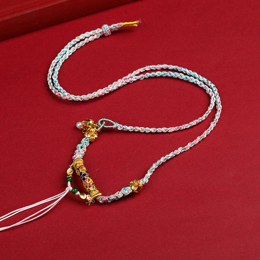 Tibetan Pendant Lanyard Handmade Woven Vintage All-match Ethnic Peach Blossom Pendant Tangka Killam