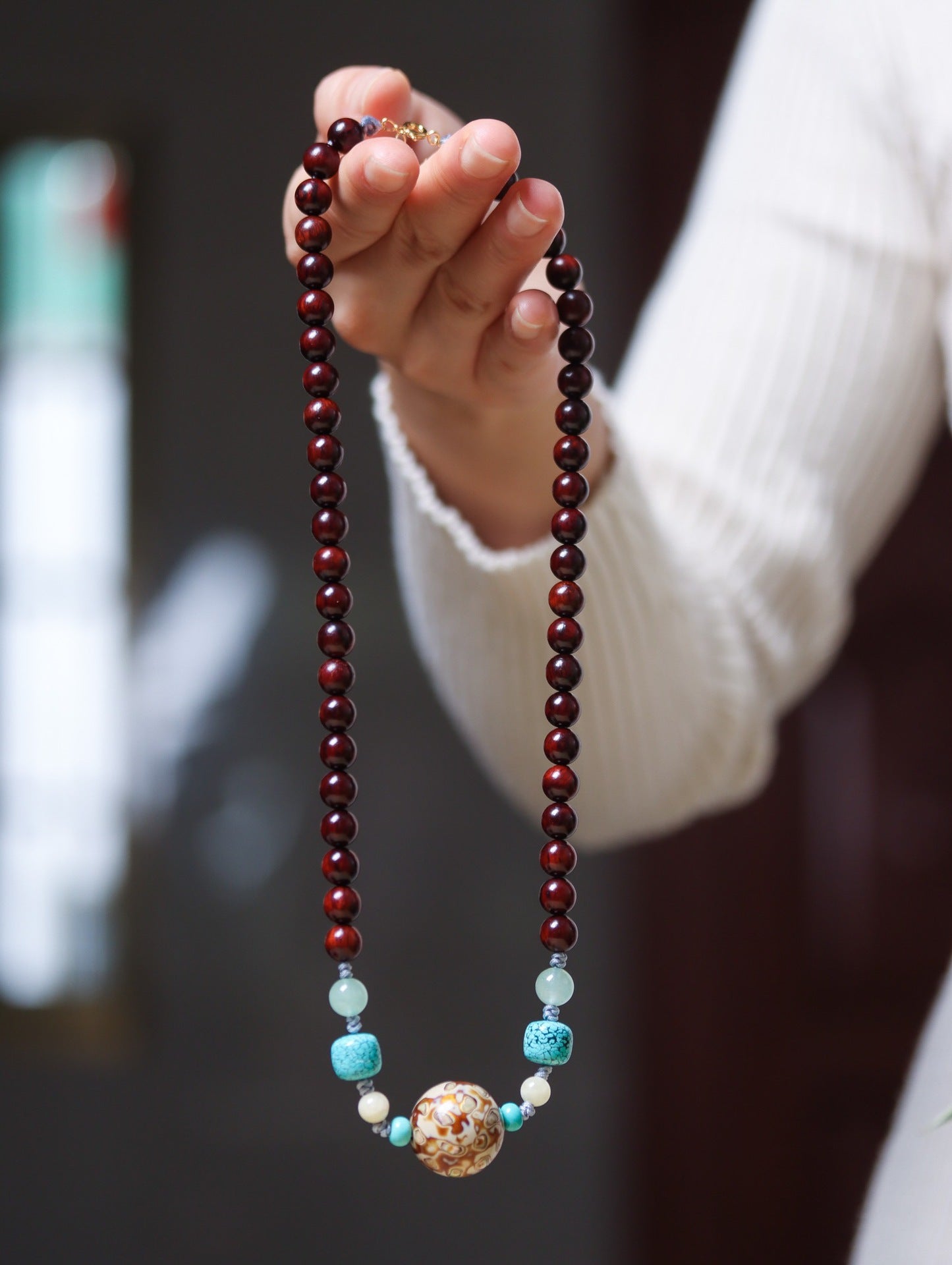 Gold Star Small Leaf Rosewood Buddha Beads Hanging Pendant New DIY Men'S And Women'S Sweater Necklace Ins Assembly Jewelry
