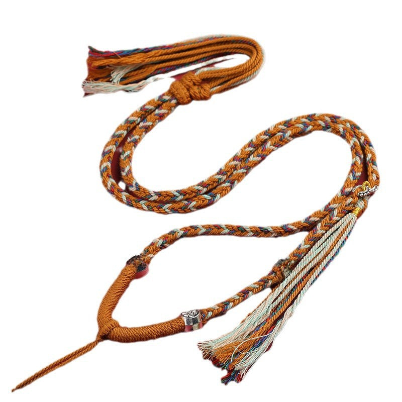 Five-way God of Wealth Necklace Tibetan Handmade Woven Cotton Shoes Eight Strand Woven Pendant Necklace Thangka Lanyard Buddha Pendant
