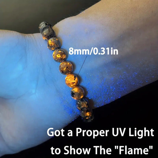 Jewelry Natural Flame Stone Bracelet for Men and Women Neutral Single Circle Beaded Energy Bracelet