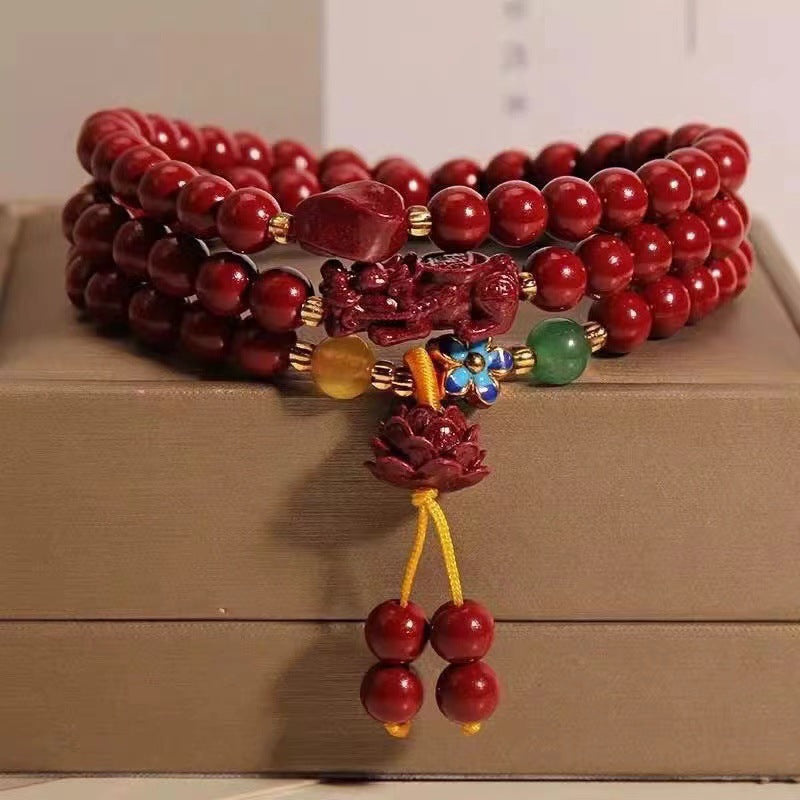 violet gold Raw Ore Multi-circle Bracelet Three-circle Cinnabar Bracelet Bead