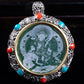 Natural A Jade Tibetan Eight Patron saint Transfer Wheel Inlaid Seiko Jade Pendant Pendant Yu Pei