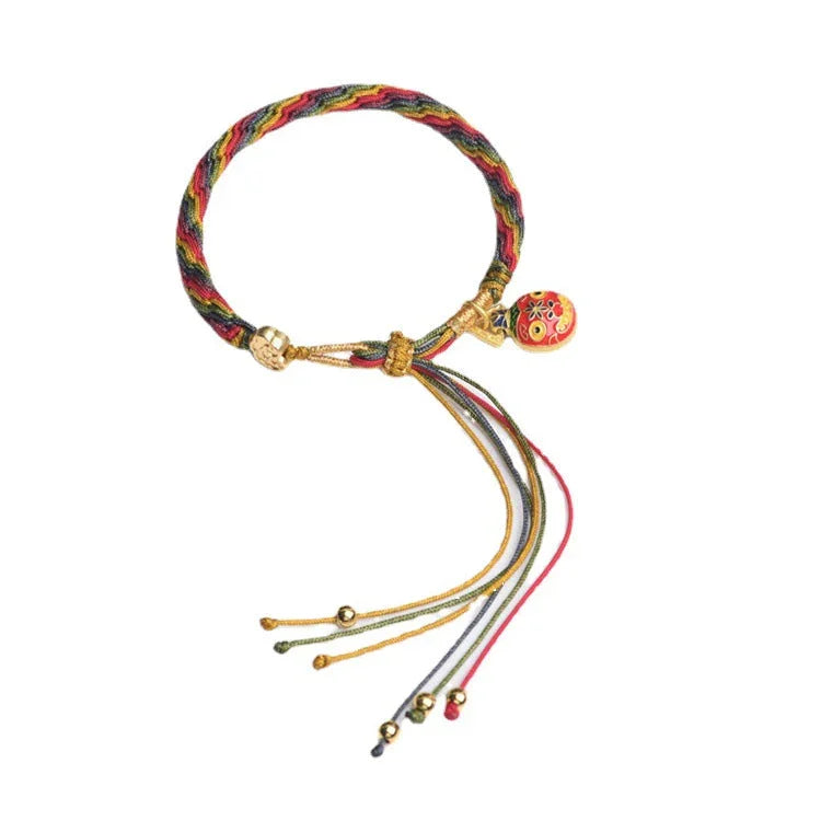 Golden Mythical Creature Lucky Charm Red Thread Woven Couple Bracelet - Buddha Blessing You