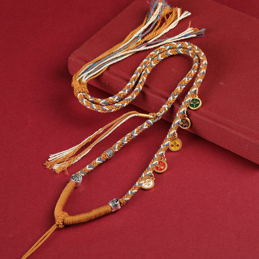 Five-way God of Wealth Necklace Tibetan Handmade Woven Cotton Shoes Eight Strand Woven Pendant Necklace Thangka Lanyard Buddha Pendant