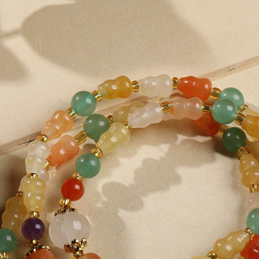Ethnic Style Natural Gold Jade Gourd Leaf Bracelet