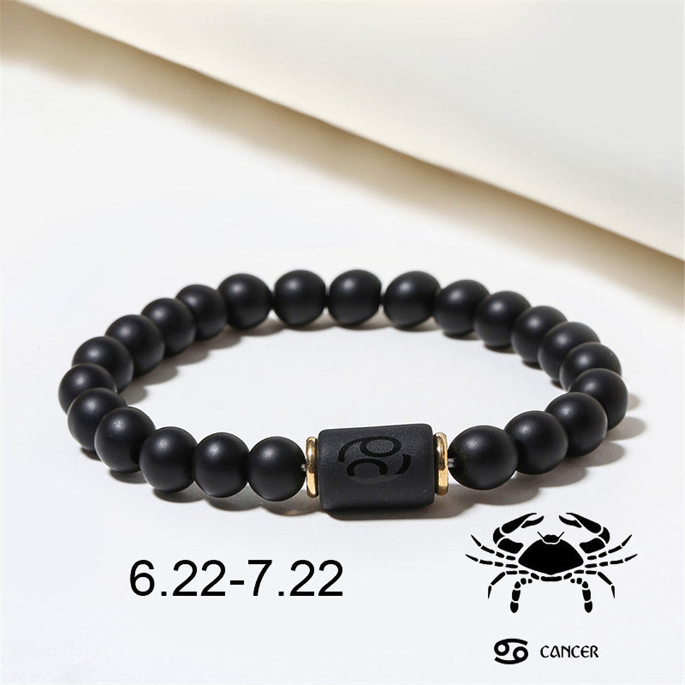 Stretch-Armband mit Sternzeichen-Perlen aus mattschwarzem Onyx