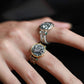Tibetan Tang Grass Pattern Green Zircon Ring Female Fashion Personality Trend All-Match Ring