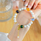 White Porcelain Beads Five Elements Crystal Bracelet White Heart Sutra Purple Manjusri Green Mother Blue Pharmacist Beads Bracelet