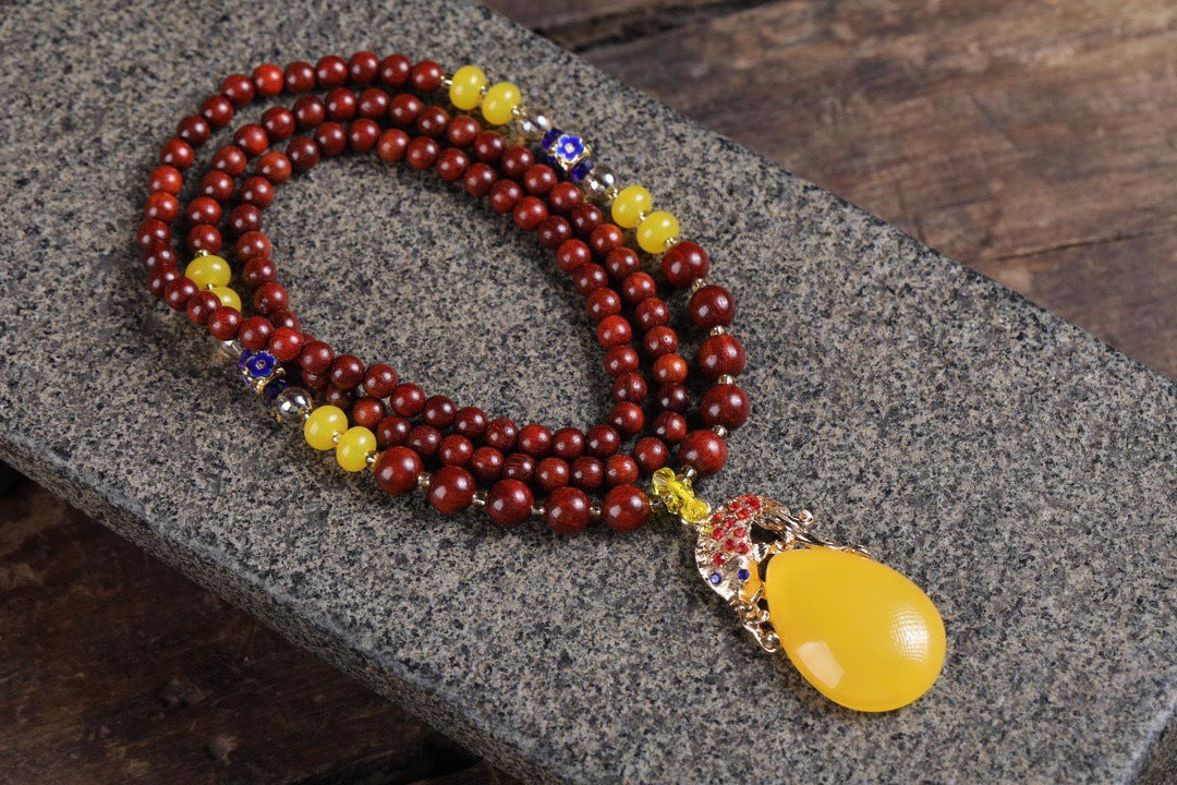 Gold Star Small Leaf Rosewood Buddha Beads Hanging Pendant New DIY Men'S And Women'S Sweater Necklace Ins Assembly Jewelry