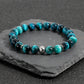 Handgewebtes buddhistisches Armband aus Tigerauge-Naturstein mit Stretchperlen