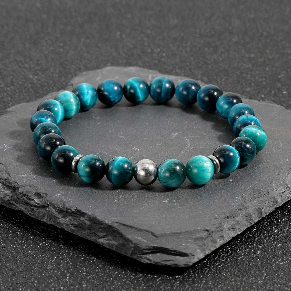 8mm Natural Stone Bracelet Hand-woven Bracelet Simple Fashion Bracelet Tiger Eye Stretch Bracelet