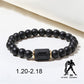 Black Matte Onyx Zodiac Bead Stretch Bracelet