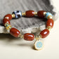 Original Südroter Achat Perlenarmband mit Lapislazuli Jaspis und Weihrauchholz
