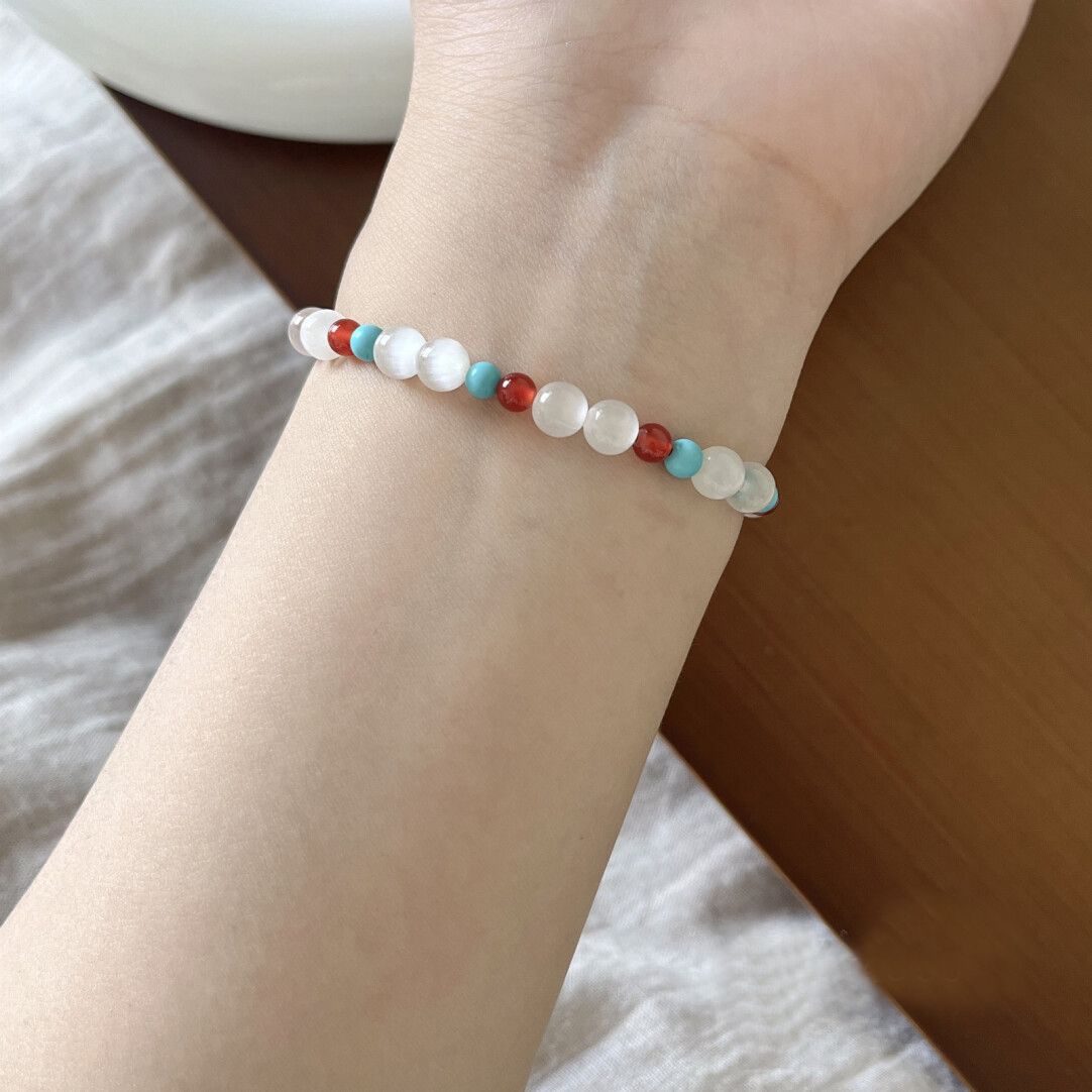 Original Cat's Eye Stone Natural Vintage Beaded Design Versatile Elegant Bracelet