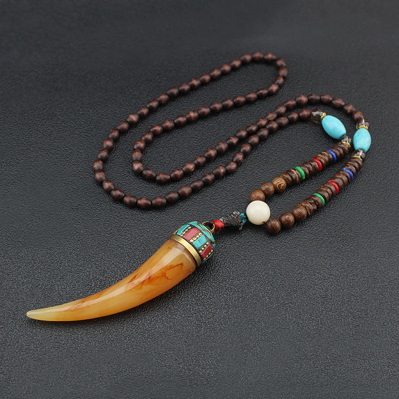 Nepal Handmade Jewelry Pendant Vintage Ethnic Style Wooden Bead Necklace Women's And Man's Accessories Decorative Pendant