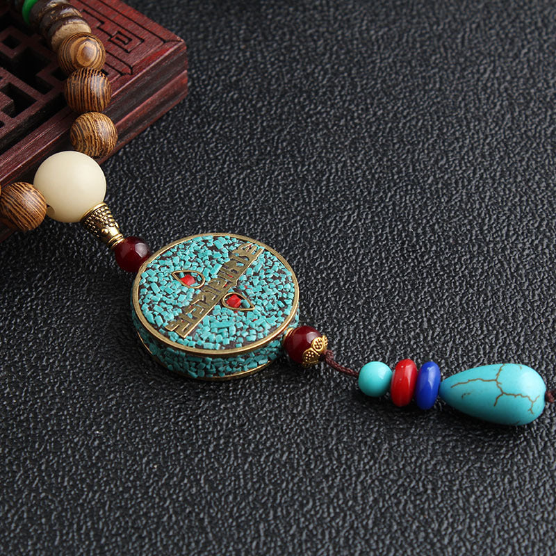 Nepal Handmade Jewelry Pendant Vintage Ethnic Style Wooden Bead Necklace Women's And Man's Accessories Decorative Pendant