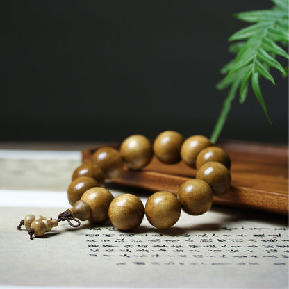 Gold-Rimmed Nanmu Old Material Gloomy Read Buddha Beads Natural Hand-Held Chain Log Wen Play Men'S And Women'S Retro