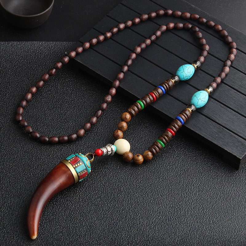 Nepal Handmade Jewelry Pendant Vintage Ethnic Style Wooden Bead Necklace Women's And Man's Accessories Decorative Pendant