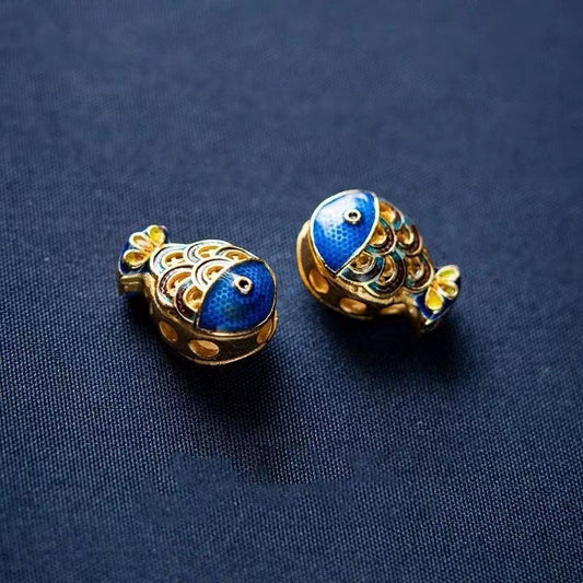 Blue Gold Brazil Sea Blue Glass Bracelet Enamel Cloisonne Simple Fashion Freshwater Pearl Bracelet