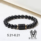 Stretch-Armband mit Sternzeichen-Perlen aus mattschwarzem Onyx