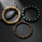 New Coconut Shell Wood Multi-layer Stacked Wear Bracelet Retro Men's Turquoise Beaded Bracelet