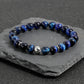 Handgewebtes buddhistisches Armband aus Tigerauge-Naturstein mit Stretchperlen