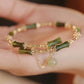 Bamboo And Hetian Jade Bracelet With Olive Green Color - Buddha Blessing You