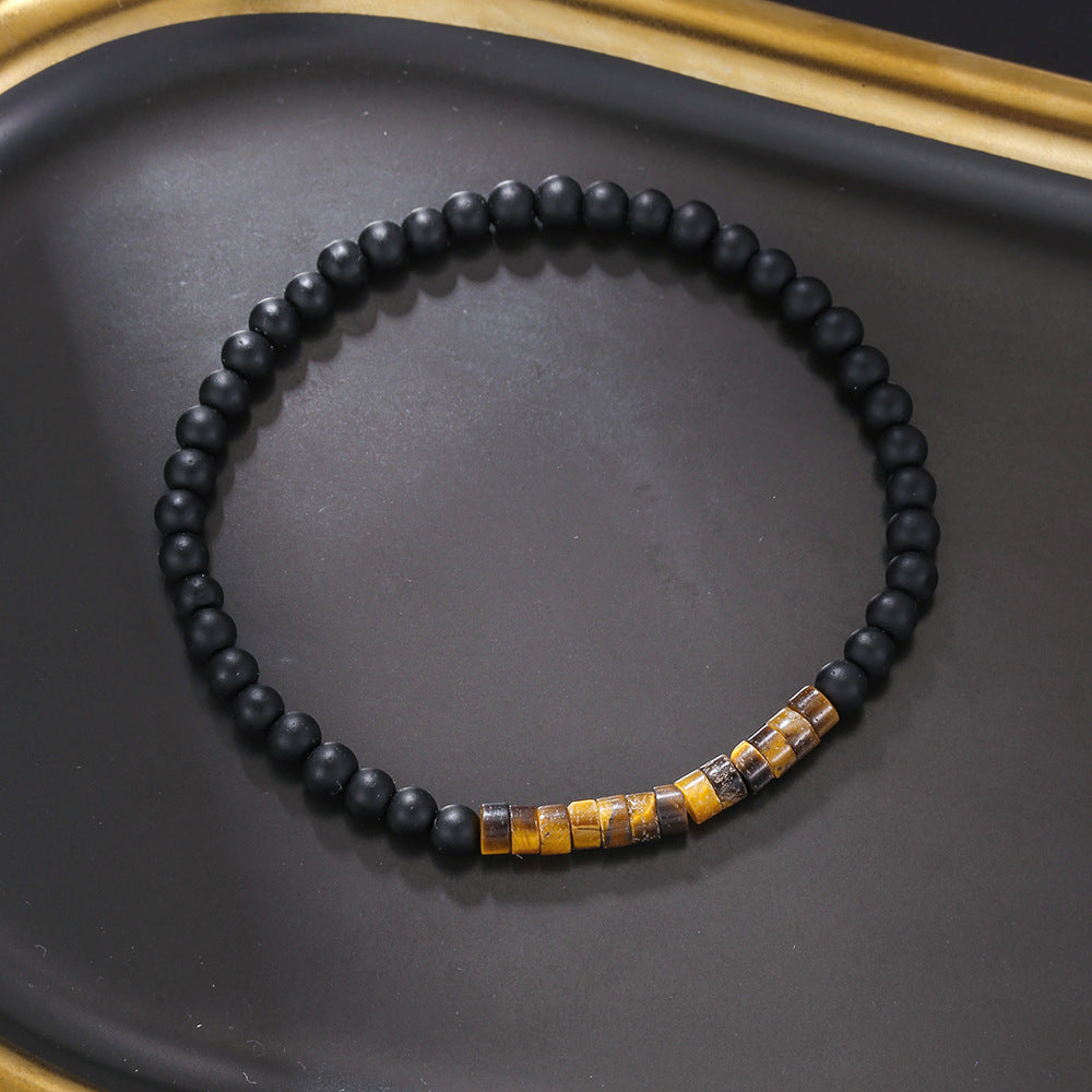 Fashion Commuter Retro Style Bracelet Jewelry Trendy Men's Handmade Beaded Black Gallstone Turquoise Bracelet