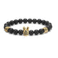 Elastisches Armband mit schwarzer Onyx-Tigerauge und weißer Türkiskrone