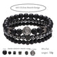 Jewelry Fashion Vintage Black Frosted Bracelet Zircon Crown Diamond Ball Dice Lion Head Beads Bracelet Suit