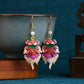 enamel gradient butterfly earrings silver needle light luxury niche design ancient style pearl earrings