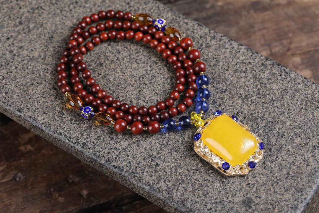 Gold Star Small Leaf Rosewood Buddha Beads Hanging Pendant New DIY Men'S And Women'S Sweater Necklace Ins Assembly Jewelry