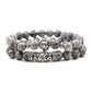 Tiger Eye Stone Copper Micro Inlaid Elastic Bracelet With Black Matte Zircon Balls Punk Style Two Piece Set