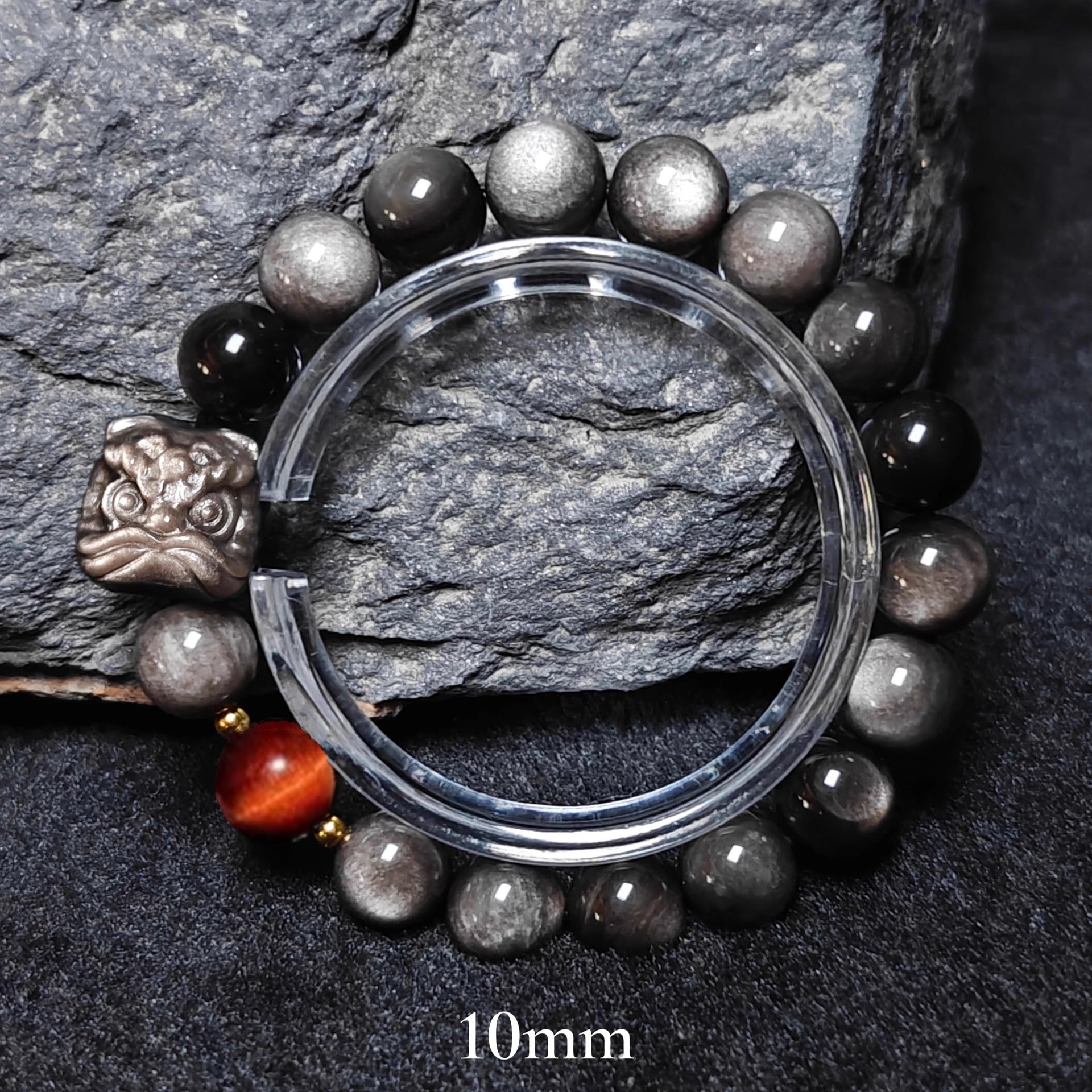 Natural Silver Obsidian Bracelet Men's and Women's Obsidian Bracelet Gold Obsidian Jewelry