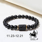 Black Matte Onyx Zodiac Bead Stretch Bracelet