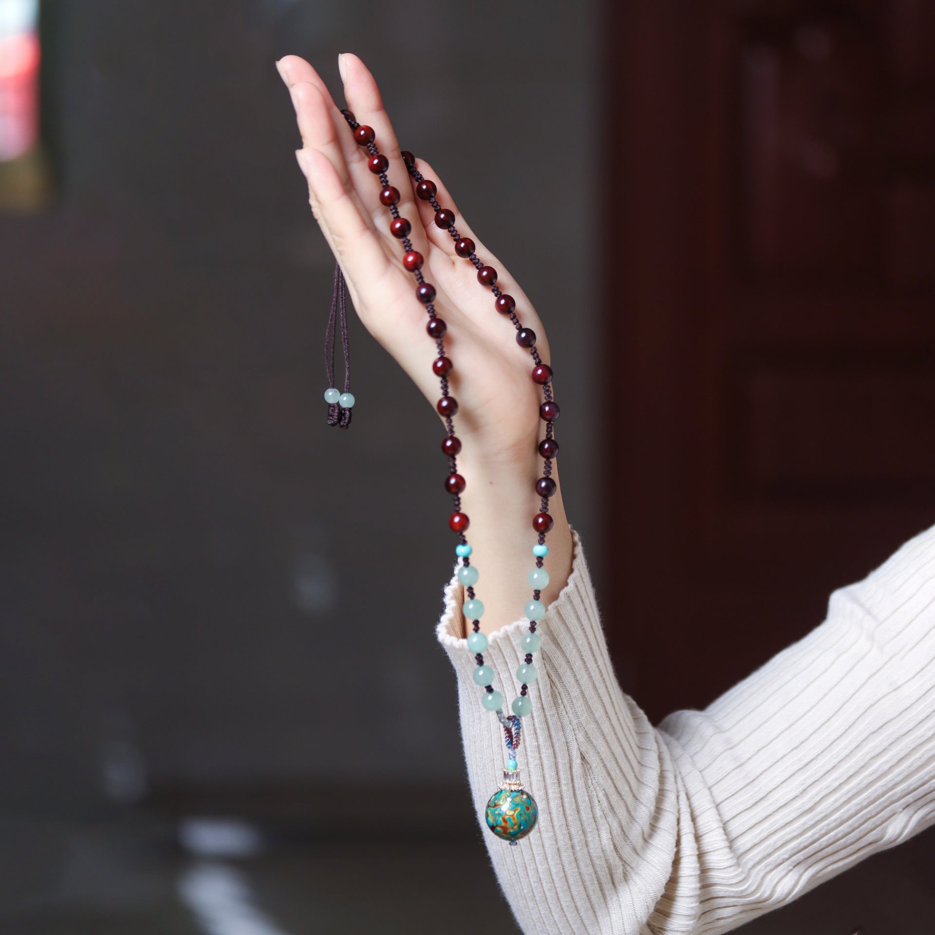 Gold Star Small Leaf Rosewood Buddha Beads Hanging Pendant New DIY Men'S And Women'S Sweater Necklace Ins Assembly Jewelry