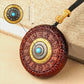 Benmingfo Round Pendant Zodiac Guardian Necklace Male and Female Samurai Bodhisattva Black Leaflet Red Sandalwood
