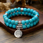 New Coconut Shell Wood Multi-layer Stacked Wear Bracelet Retro Men's Turquoise Beaded Bracelet