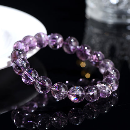 Natural purple Asai ball bracelet Purple Rainbow crystal beads - Buddha Blessing You