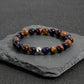 Handgewebtes buddhistisches Armband aus Tigerauge-Naturstein mit Stretchperlen