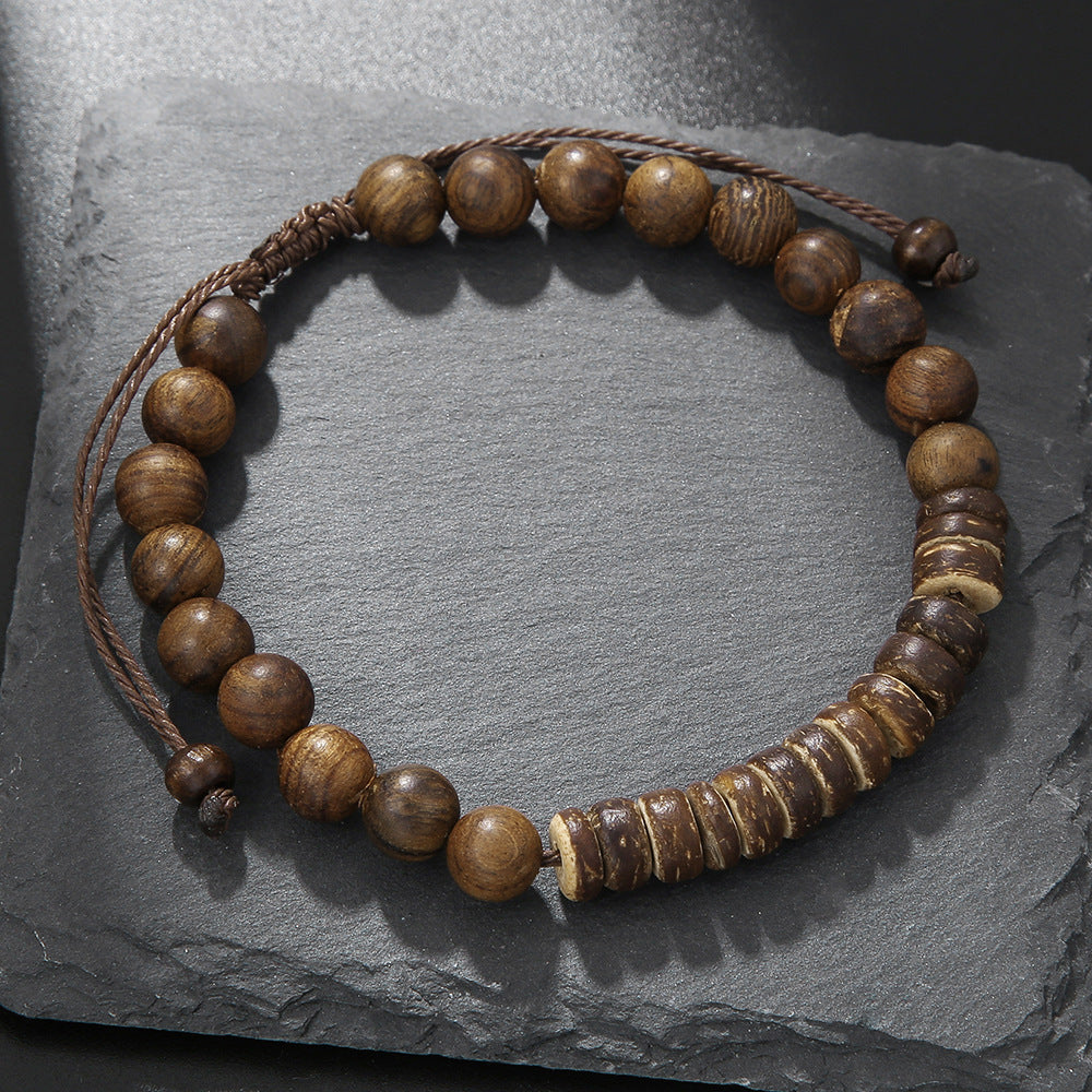 Fashion Commuter Retro Style Bracelet Jewelry Trendy Men's Handmade Beaded Black Gallstone Turquoise Bracelet