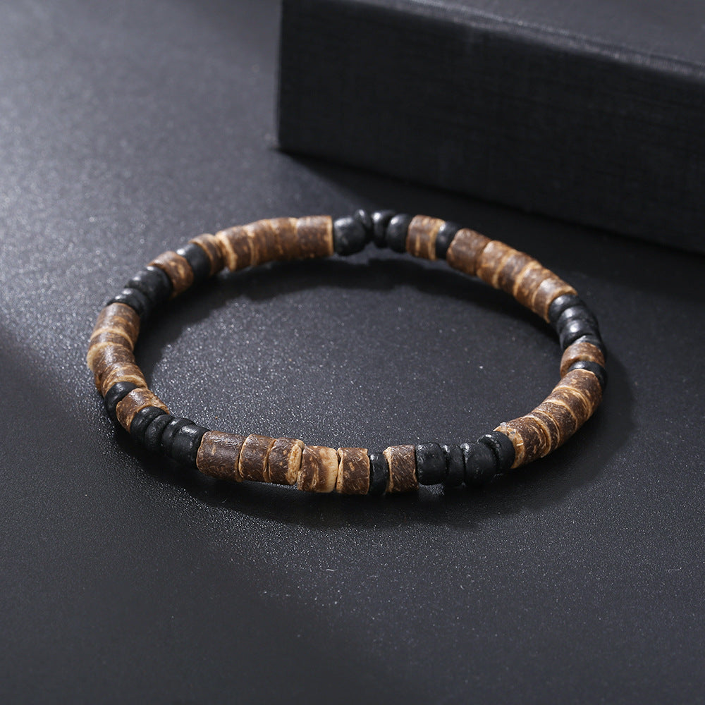 Fashion Commuter Retro Style Bracelet Jewelry Trendy Men's Handmade Beaded Black Gallstone Turquoise Bracelet