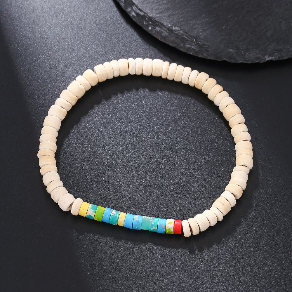 Fashion Commuter Retro Style Bracelet Jewelry Trendy Men's Handmade Beaded Black Gallstone Turquoise Bracelet