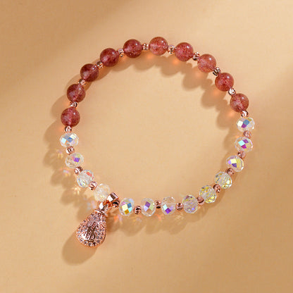 Natural Crystal Strawberry Double Ring Micro Inlaid Fashion Bracelet - Buddha Blessing You