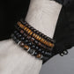New Coconut Shell Wood Multi-layer Stacked Wear Bracelet Retro Men's Turquoise Beaded Bracelet