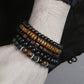 New Coconut Shell Wood Multi-layer Stacked Wear Bracelet Retro Men's Turquoise Beaded Bracelet